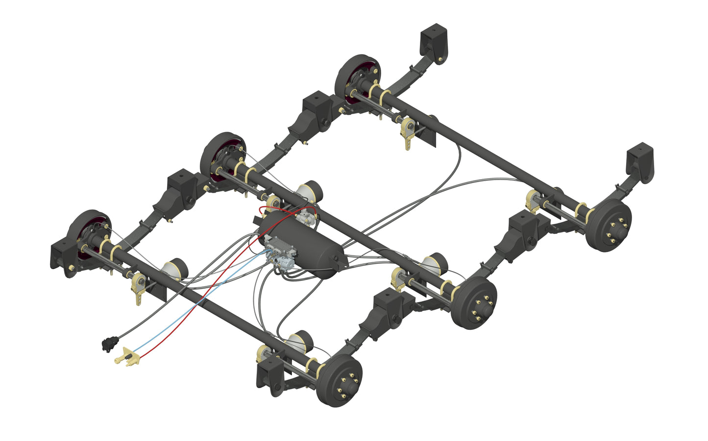 8.0t Capacity Tri-Axle ABS Kit & Rogers Standard 2280mm F/F, 65mm Rd, 6 Stud L/Cruiser, 4" Slacks