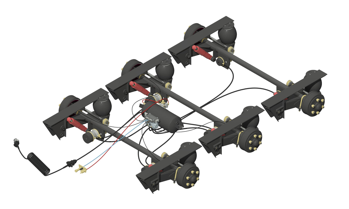 10t Tri Airbag ABS Kit & Rogers Stand 2330mm/2300mm/2140mm F/F, 75mm Rd, 4" Slacks, 6 Stud Bedford