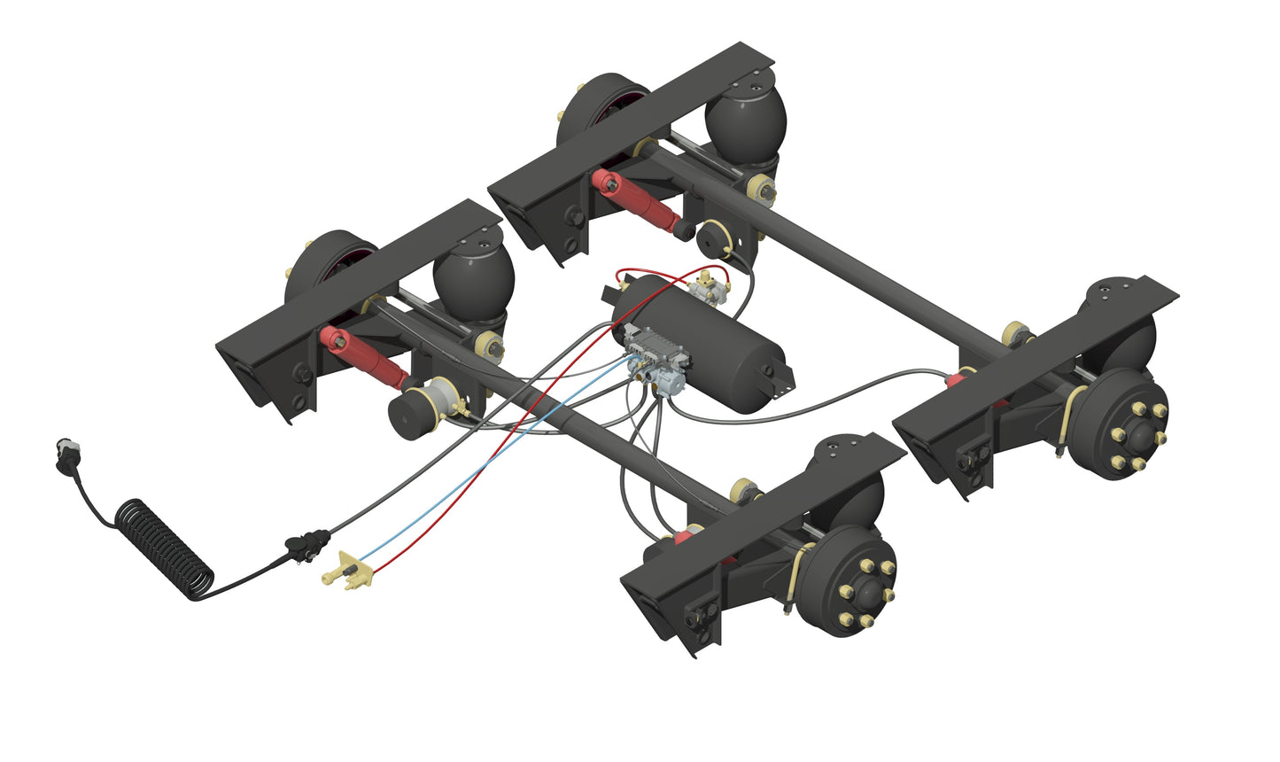 9t Tandem Airbag ABS Kit & Rogers Standard 2300mm/2140mm F/F, 75mm Rd, 4" Slacks, 6 Stud Bedford