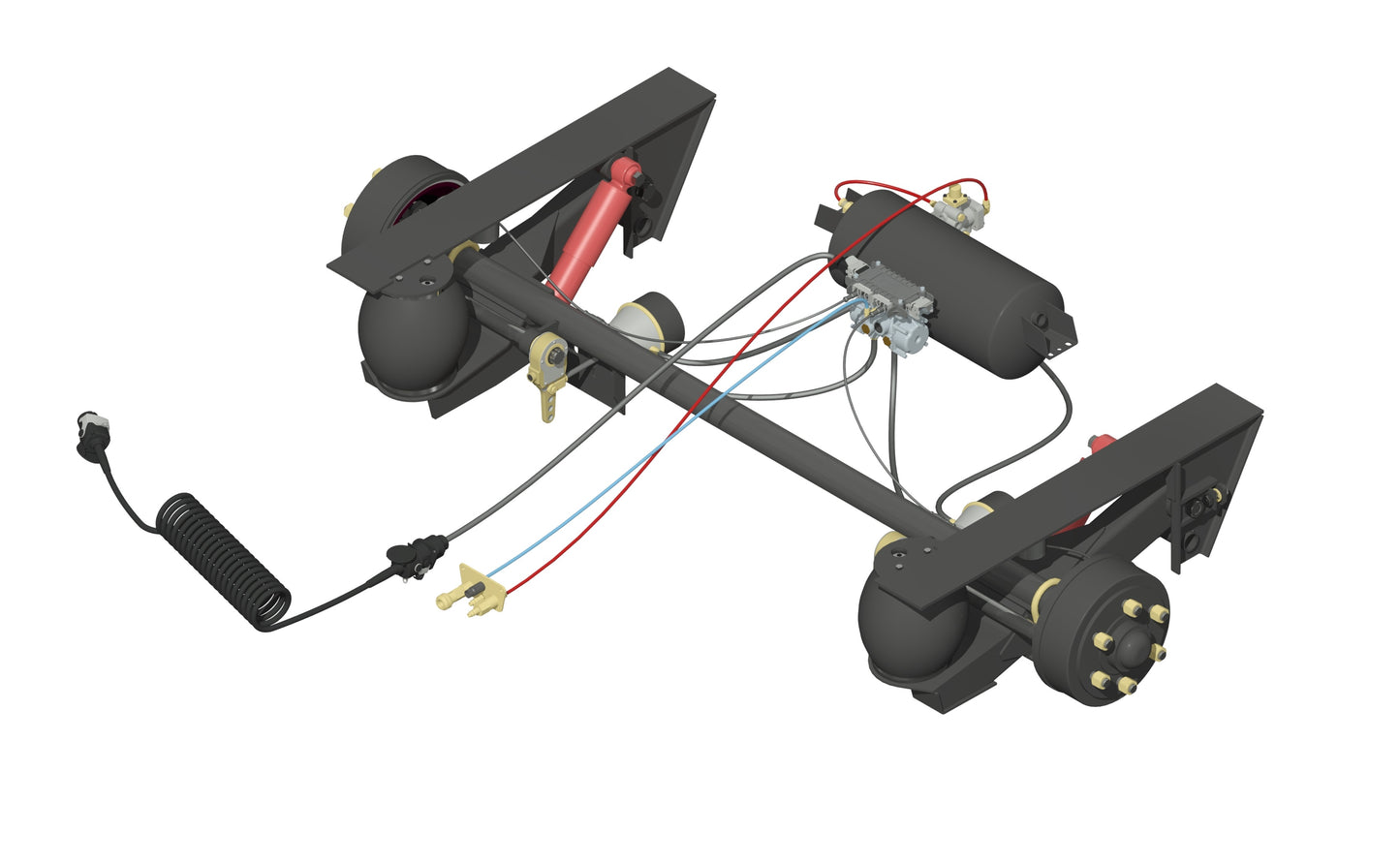 4.5t Single ABS Airbag Suspension Kit & Rogers Bedford 2300mm/2140mm F/F, 75mm Rd, 4" Slacks